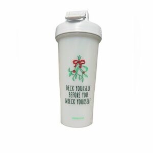 White Shaker Bottle with Mistletoe Design